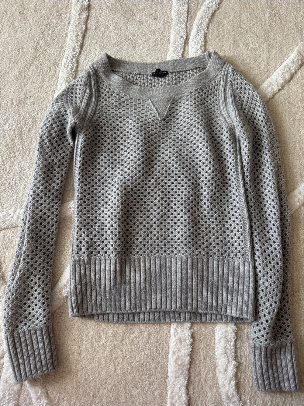 CLUB MONACO Women's Grey Open-Knit Sweater Wool Alpaca Blend
